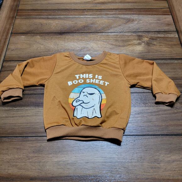 Grumpy Ghost Infant LS Lightweight Sweatshirt "This is Boo Sheet" - Size 12-18M - Picture 1 of 5
